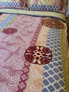 Style & Co Boho TWIN Duvet Cover Cotton Floral Patchwork Embroidery NEW
